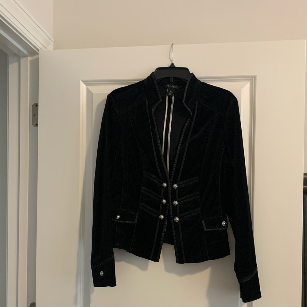 Gorgeous White House Black Market Velvet Military Style Jacket